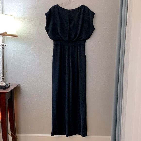 ELIZA J  Jumpsuit Cap Sleeve Wide Leg pockets back zip closure navy women size 4 - Picture 3 of 16